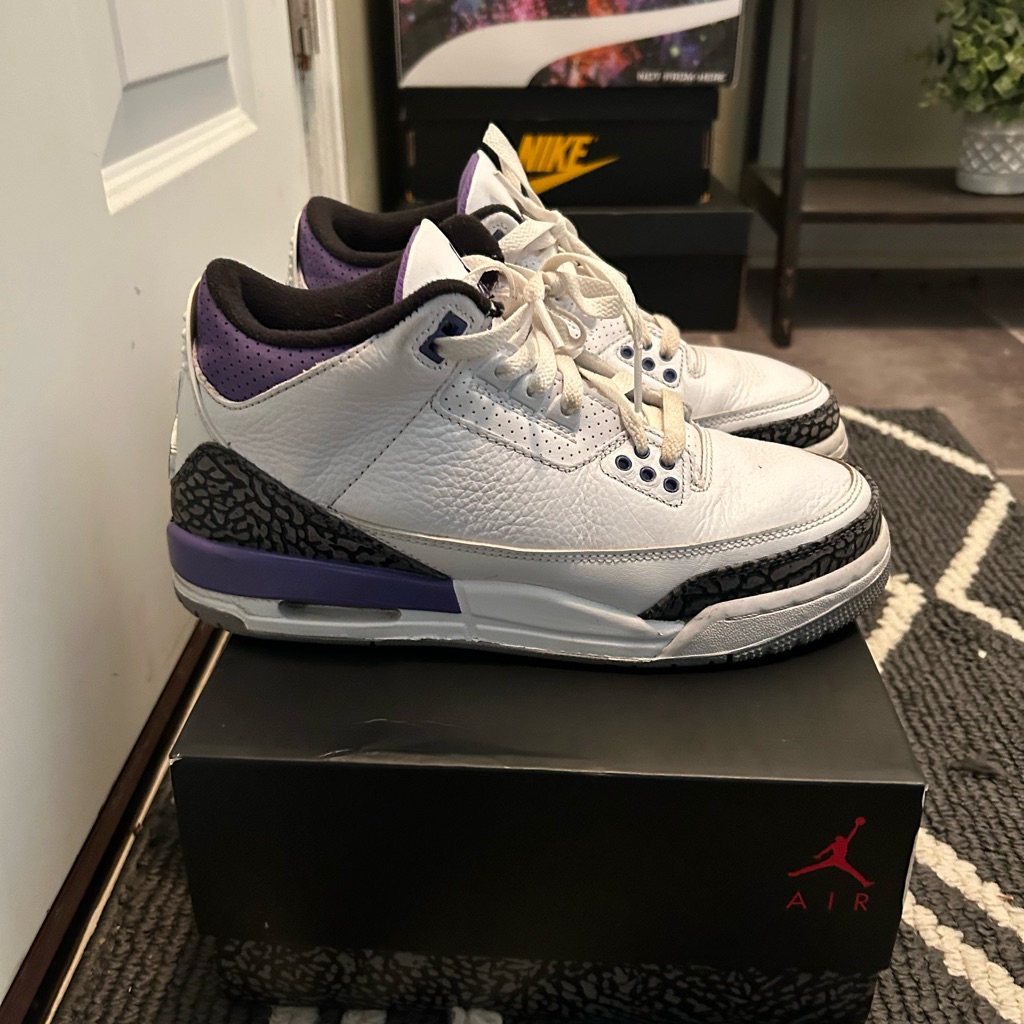 Nike Air Jordan 3 White And Purple Shoes